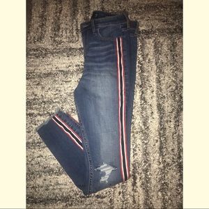 Hollister side stripe super skinny high rise jeans